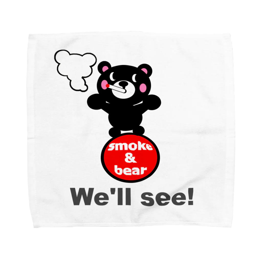 オリジナルデザインTシャツ　SMOKIN'の玉のりモクモックマ 黒 Towel Handkerchief