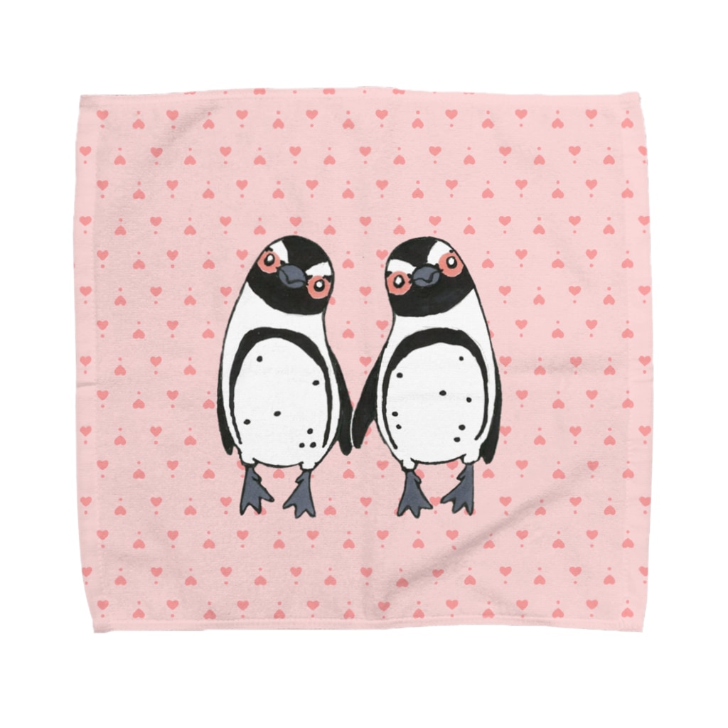 手繋ぎケープペンギンのカップル Pinkversion Towel Handkerchief By Penguininko Suzuri