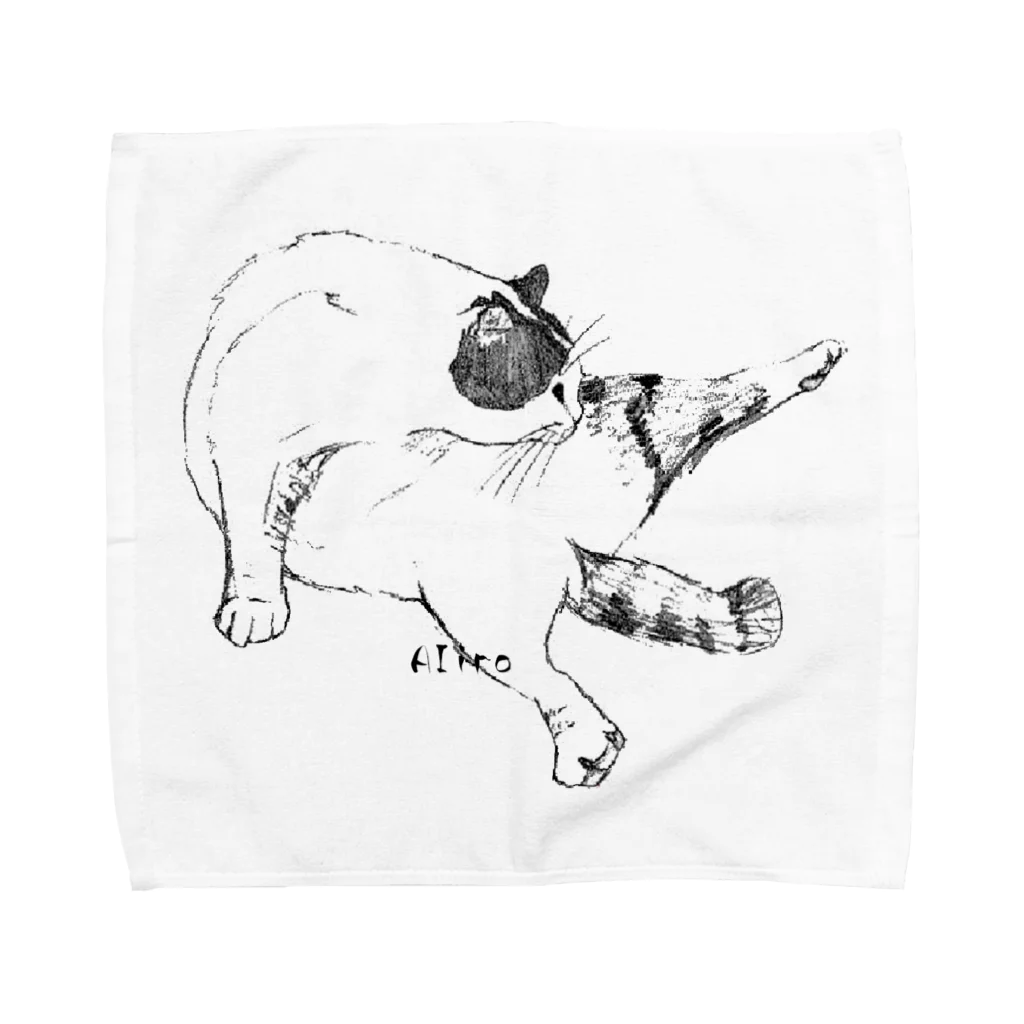 ３２１６の毛繕いの猫 Towel Handkerchief