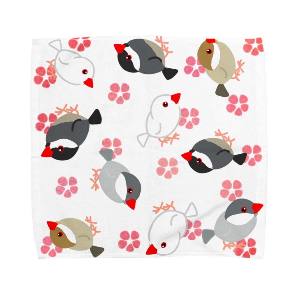 桜と文鳥わらわら Towel Handkerchief By Lily Bird リリーバード Nqm5yeeoge0lude Suzuri