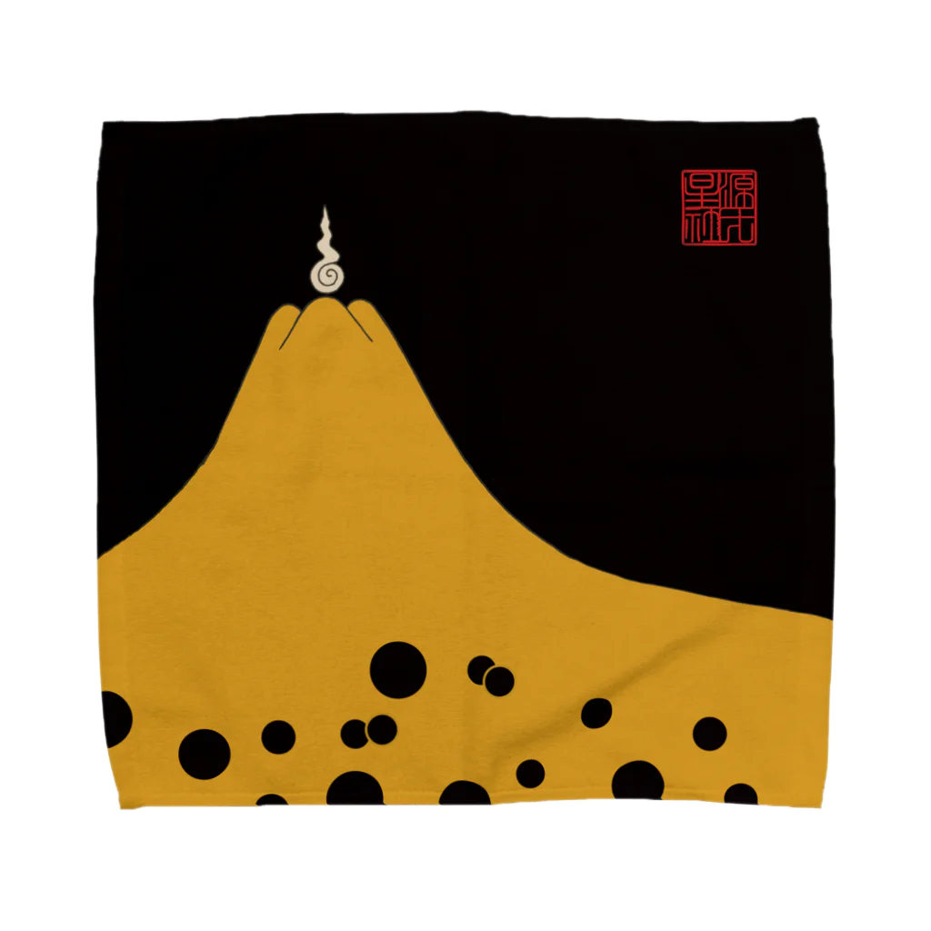 Rigelの富士御神火文黒黄羅紗陣羽織柄 Towel Handkerchief