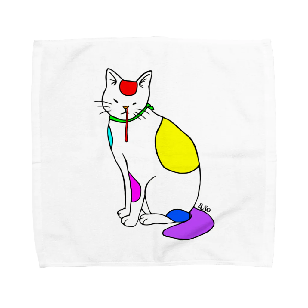 アソマサヤの背筋良い猫 Towel Handkerchief