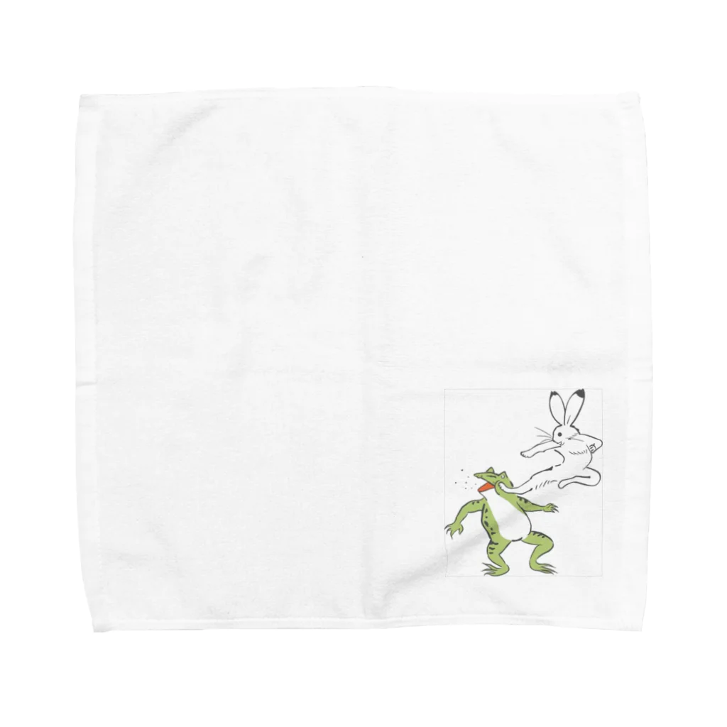 Herb Gardenの鳥獣戯画うさちゃんキック Towel Handkerchief