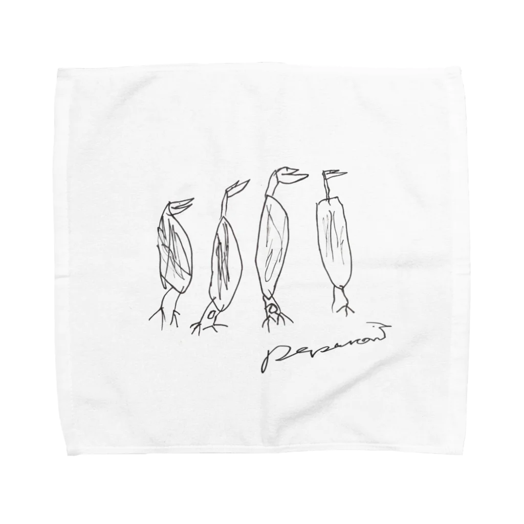 雑貨屋ペパロニの４羽のペンギン タオルハンカチ