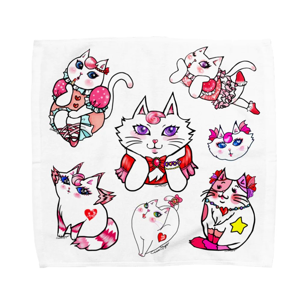 WataMayuroom☆のオシャレにゃんこ大集合 Towel Handkerchief