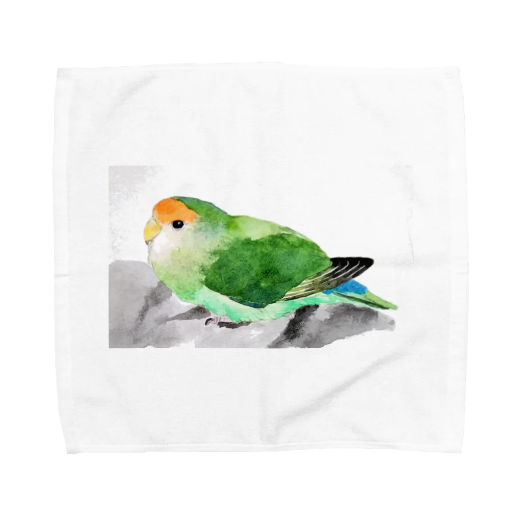 水色堂のペタンと座ったコザクラインコ Towel Handkerchief