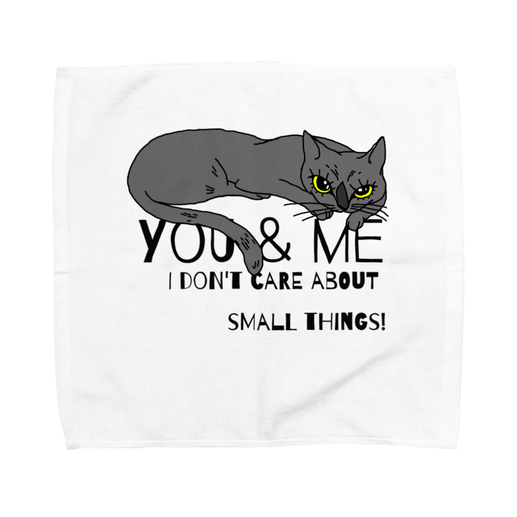 You and me !のYou.meねこ兄妹　寝そべる黒猫 タオルハンカチ