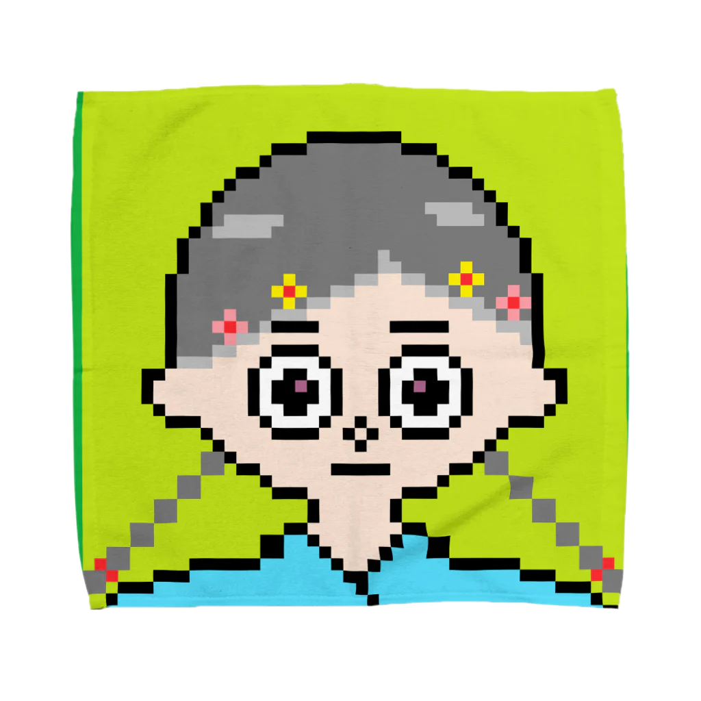 ドット絵で遊ぼ！の花飾りの女の子 Towel Handkerchief