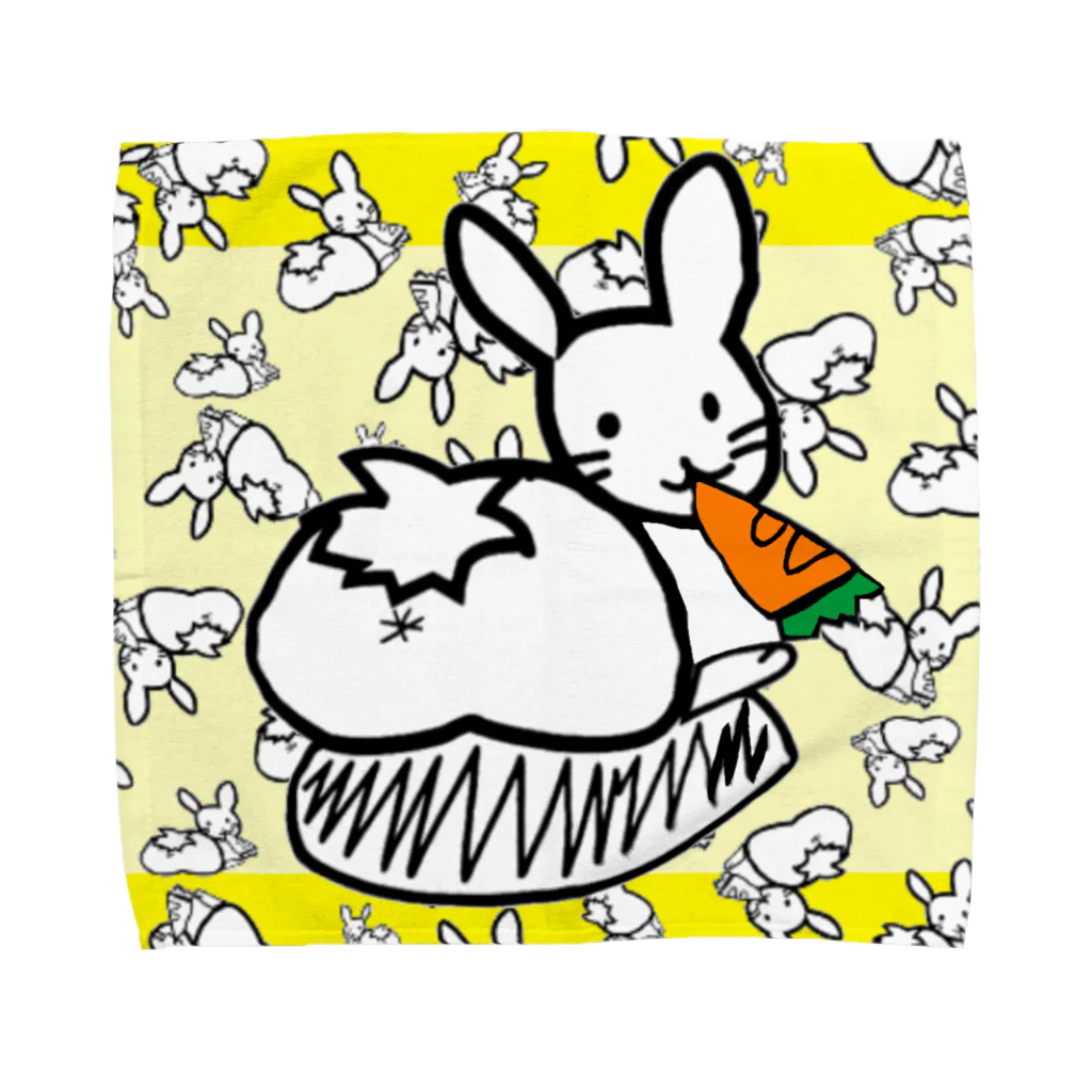 🤍一ノ瀬 彩 🐇⸒⸒ suzuri支店🤍のｶｵｽうさぎ:黄色(Ｌ用) タオルハンカチ