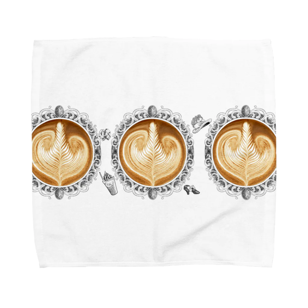 Prism coffee beanの【Lady's sweet coffee】ラテアート エレガンスリーフ  / With accessories ～2杯目～ Towel Handkerchief