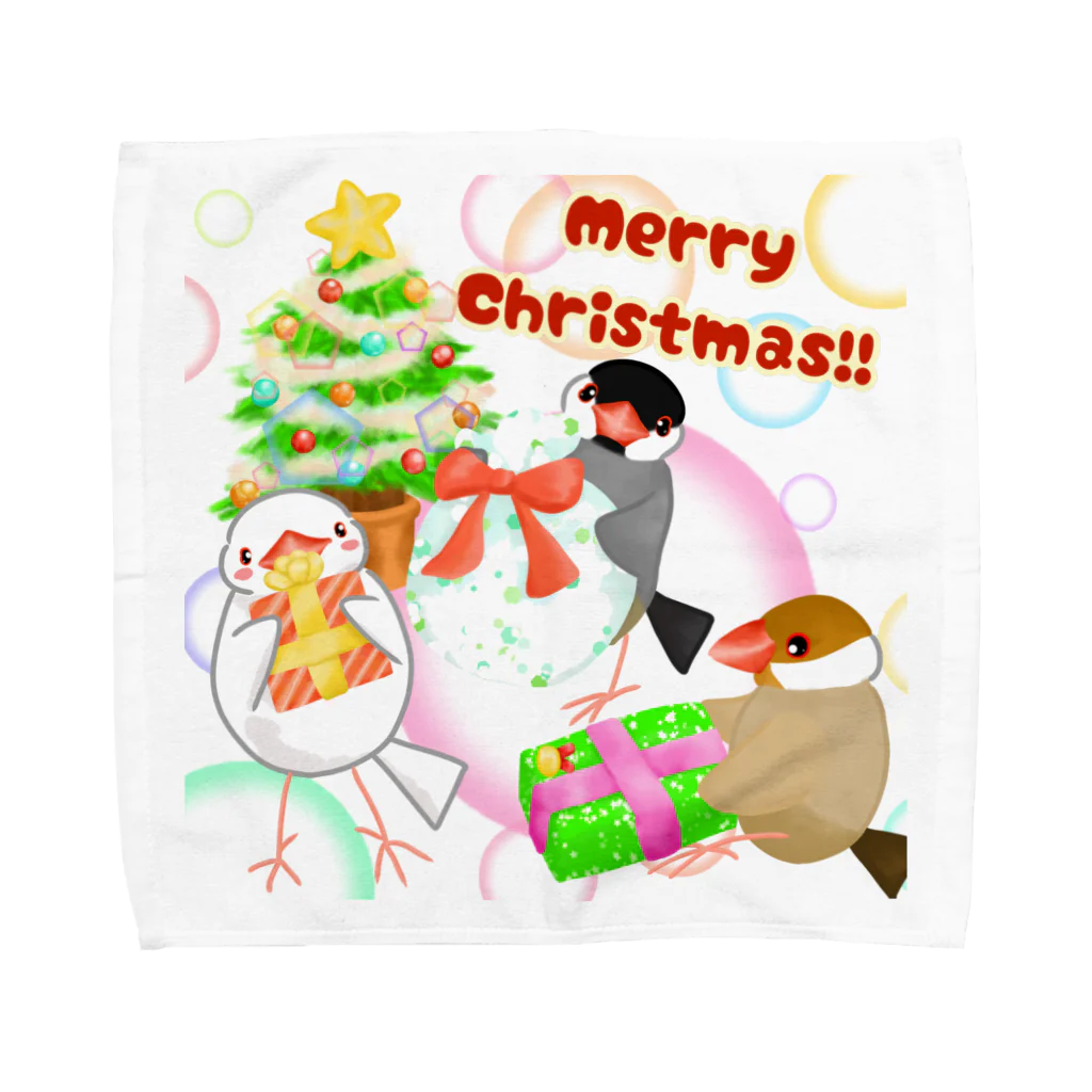 Lily bird（リリーバード）のメリークリスマス文鳥ず Towel Handkerchief