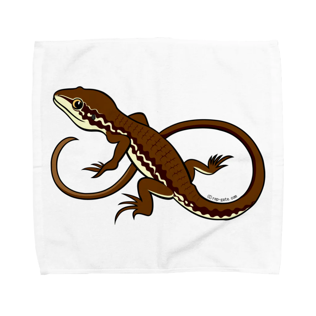 もむのふの爬虫類グッズやさんのニホンカナヘビのタオルハンカチ（Lサイズ限定） Towel Handkerchief