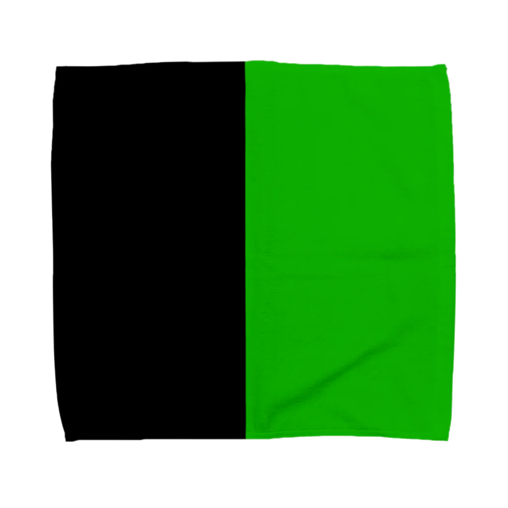 手描きのエトセトラの黒×緑 ２色バイカラー Towel Handkerchief