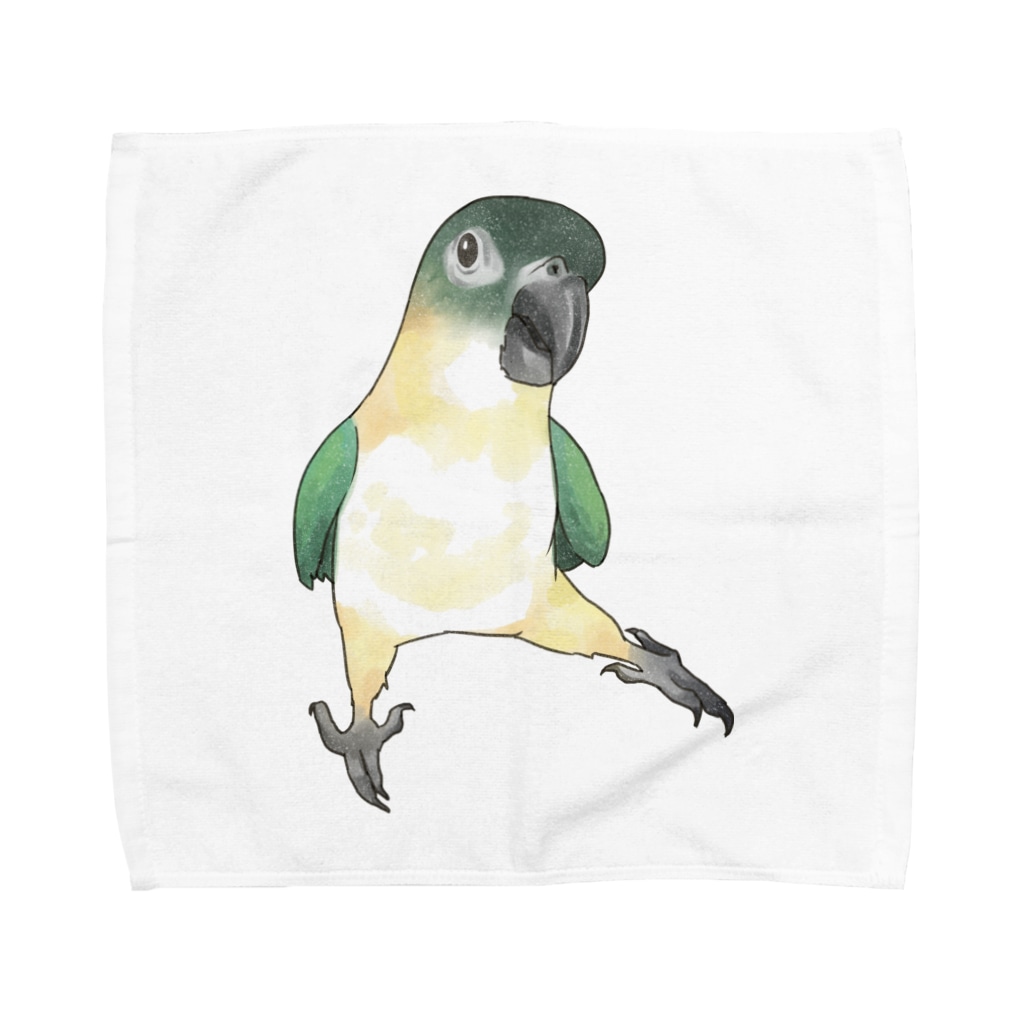 まめるりはことりのご機嫌なズグロシロハラインコのカイ君【まめるりはことり】 Towel Handkerchief