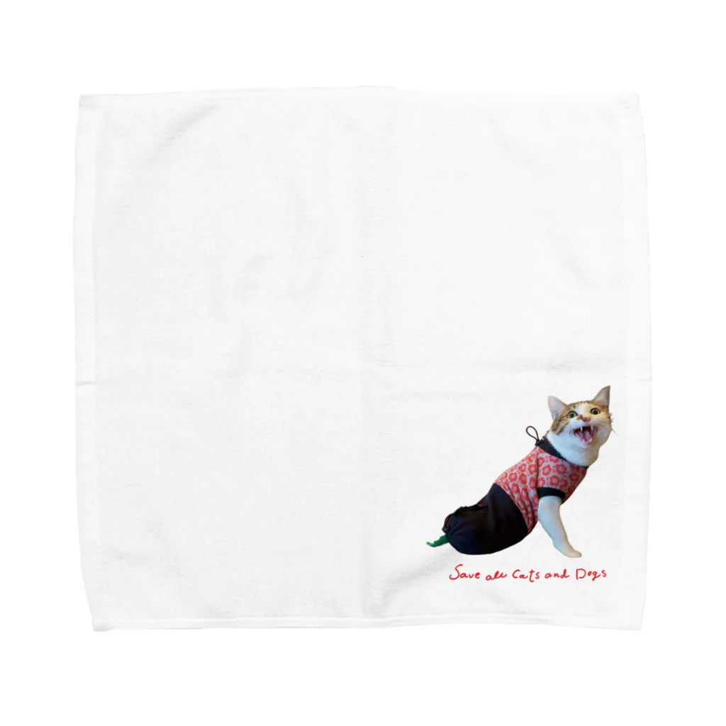 犬猫生活チャリティーショップのにっこりエース by musubiyori Towel Handkerchief