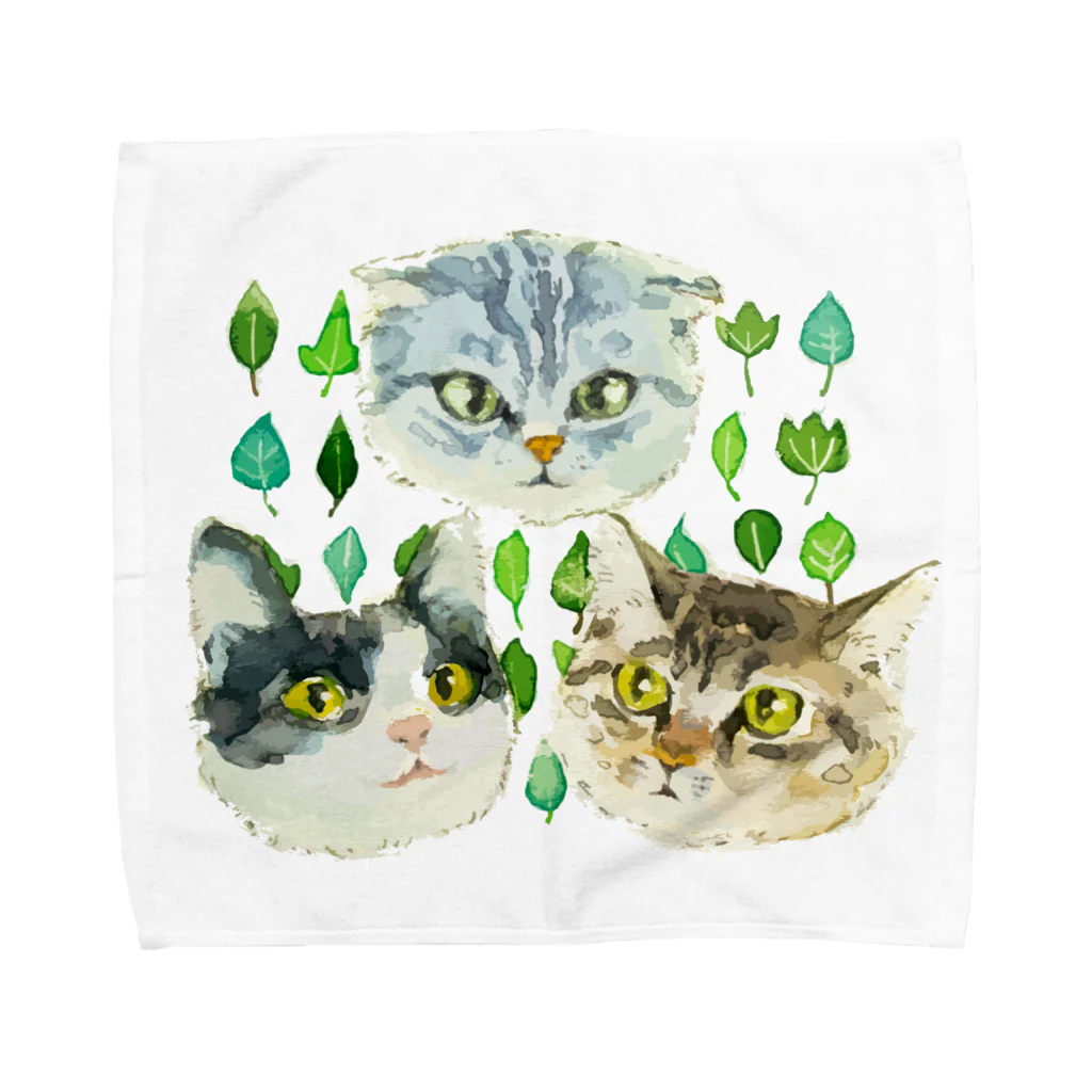 アートの綿毛のleaves（猫の絵ブログ） Towel Handkerchief