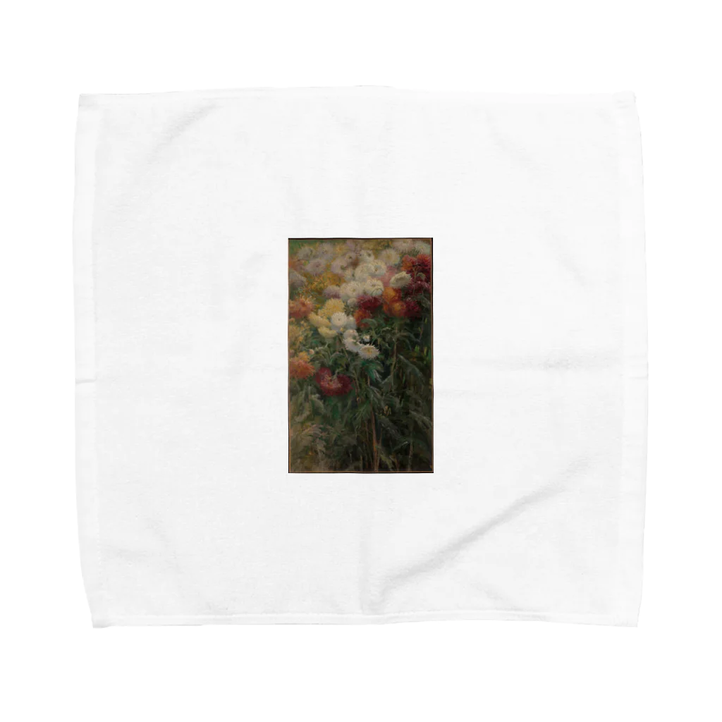 Masterpieceのギュスターヴカイユボット　/　Petit-Gennevilliersの庭の菊　Chrysanthemums in the Garden at Petit-Gennevilliers 1893 Towel Handkerchief