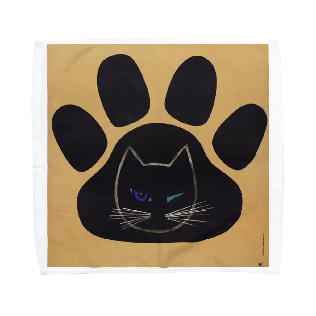 YS VINTAGE WORKSのチェコ　足跡ウィンクねこ Towel Handkerchief