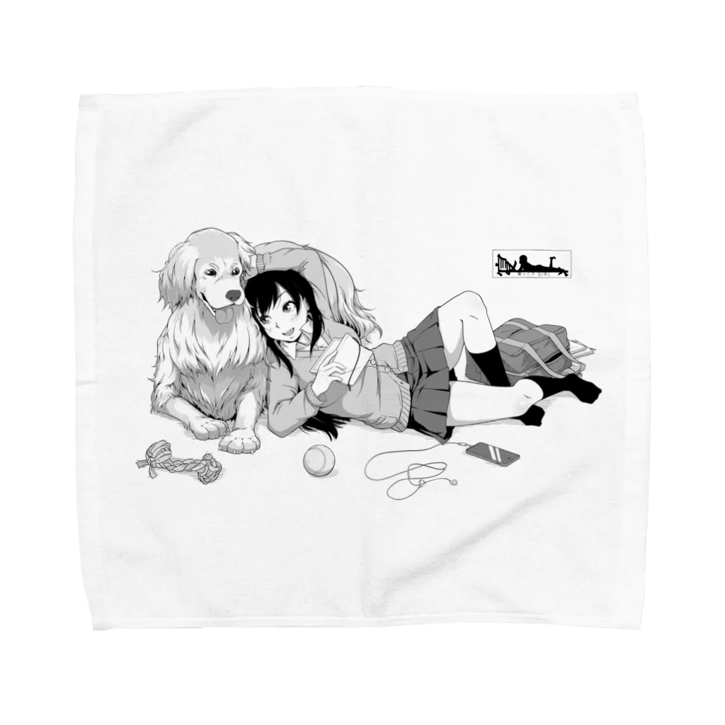 AkiAkaneの寝っころGIRL vol.5『谷宮いづ美』＆愛犬『ダイス』 Towel Handkerchief