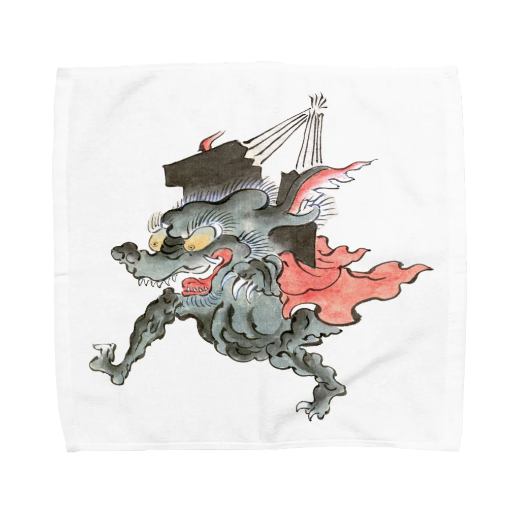 和もの雑貨 玉兎の百鬼夜行絵巻 扇の付喪神【絵巻物・妖怪・かわいい】 Towel Handkerchief