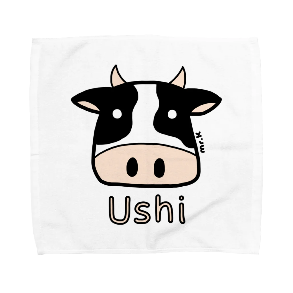 MrKShirtsのUshi (牛) 色デザイン Towel Handkerchief