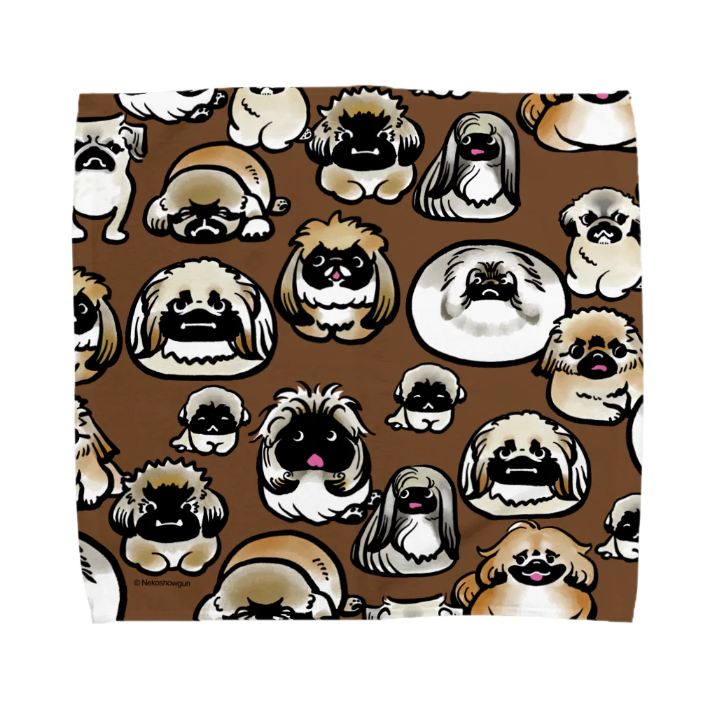 猫将軍の犬のおみせのさまざまなペキニーズのフォーンのタオルハンカチ Towel Handkerchief