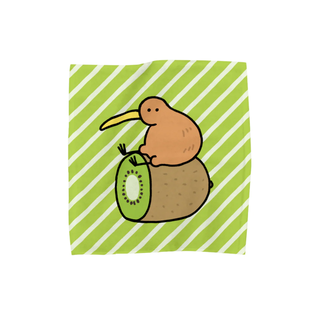 iikaoのキウイに乗るキーウィ（黄緑×白） タオルハンカチ