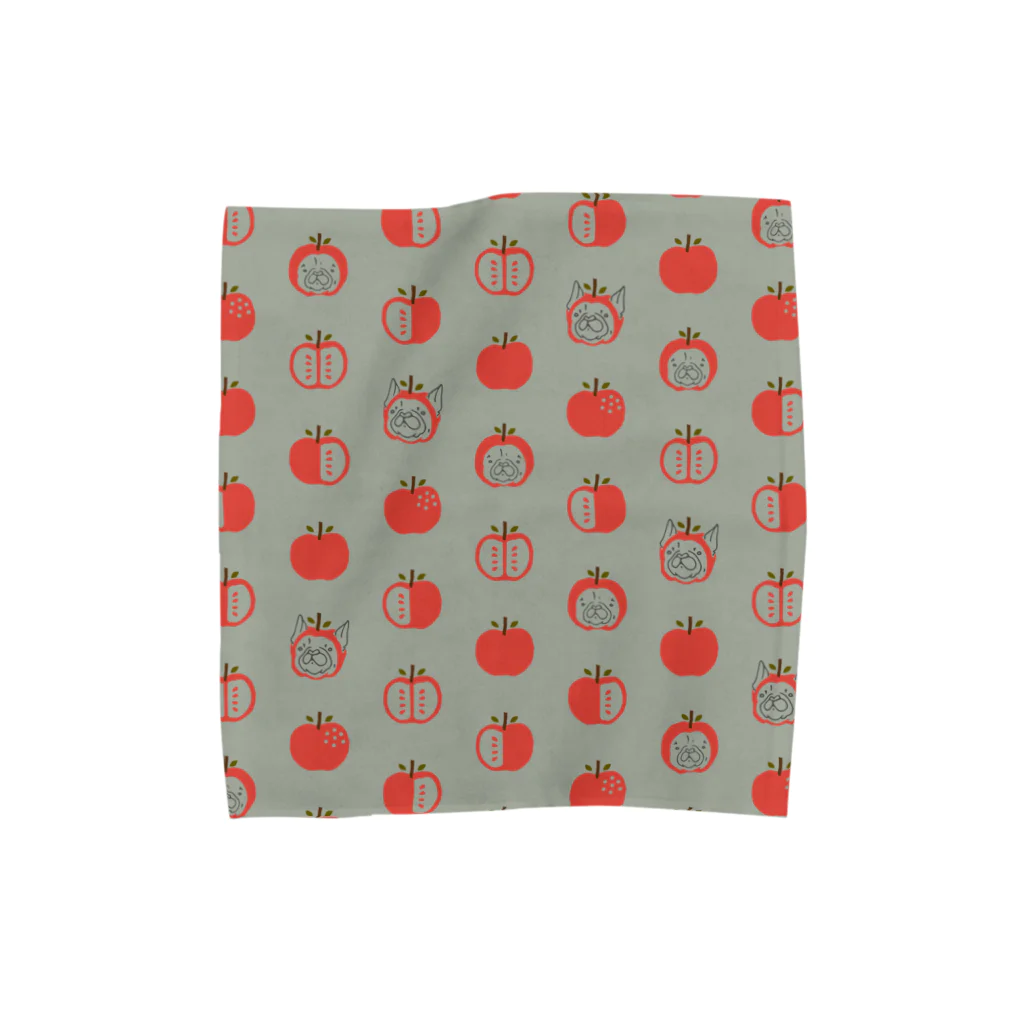 HAPPY_BUHI_LIFEのHAPPY BUHI LIFE ブヒりんご　タオルハンカチ（グレー） Towel Handkerchief