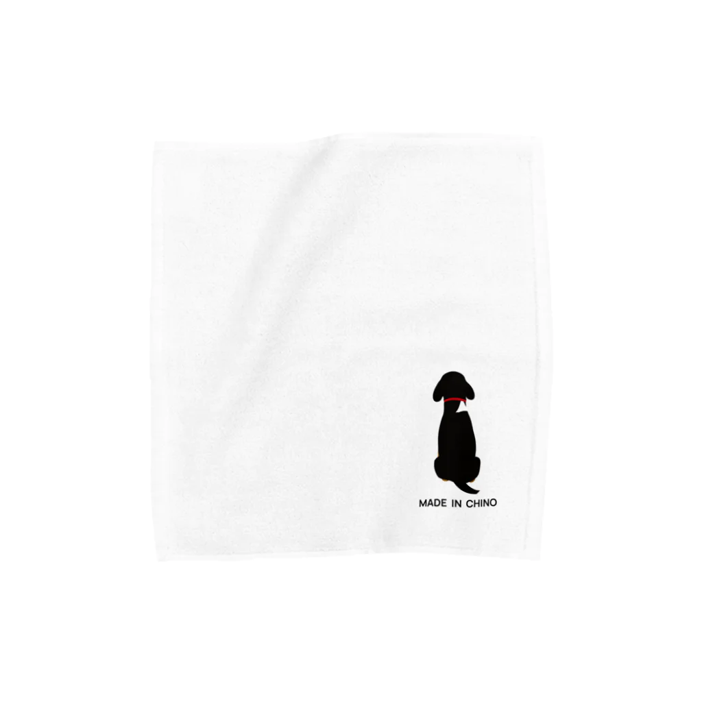 ドリルの黒ビーグル後ろ姿_MADE IN CHINO Towel Handkerchief