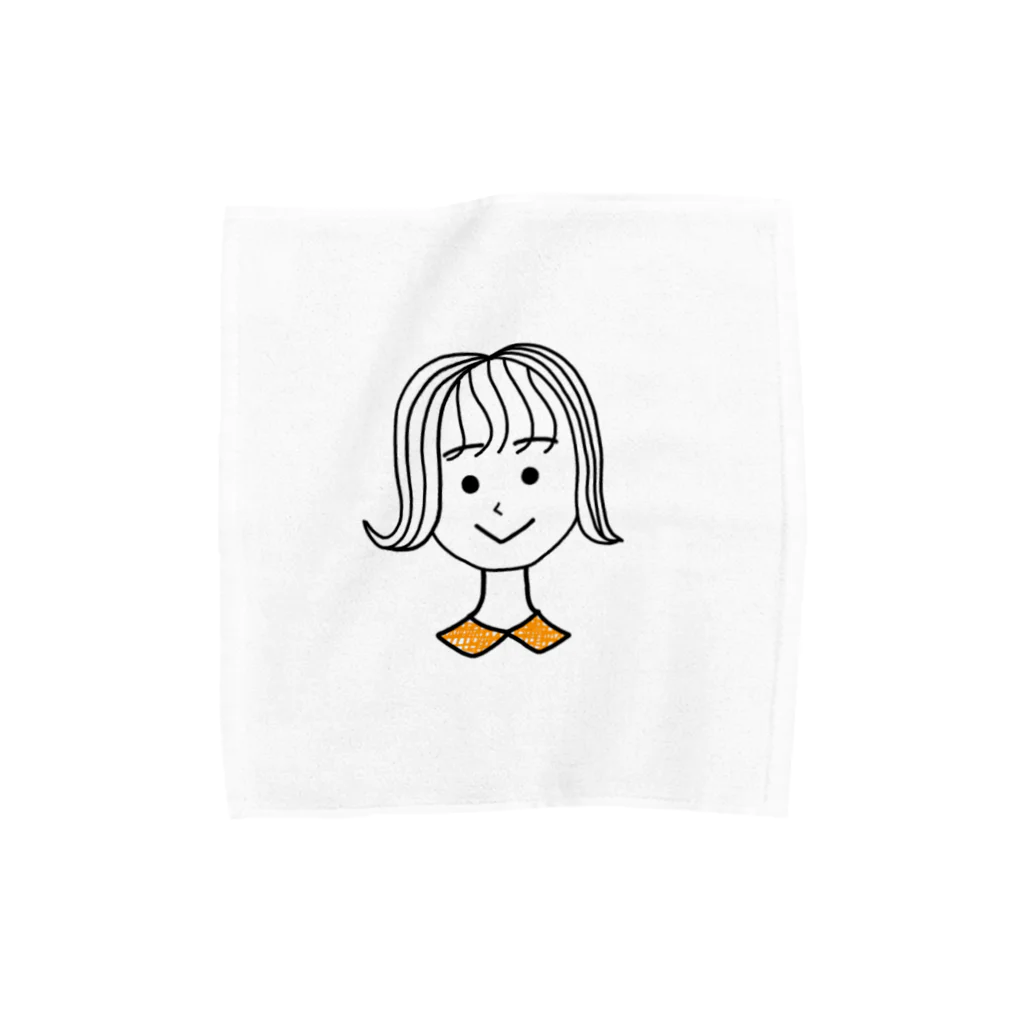 やての襟付き外ハネ女子(タオルハンカチ) Towel Handkerchief