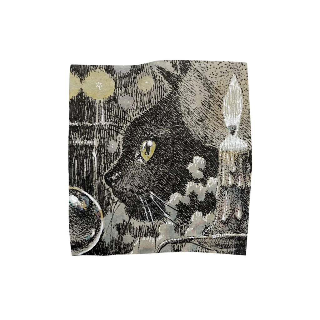 オチタケヒト takehito ochi きゃったろうの横顔猫「水晶玉と蝋燭」 Towel Handkerchief