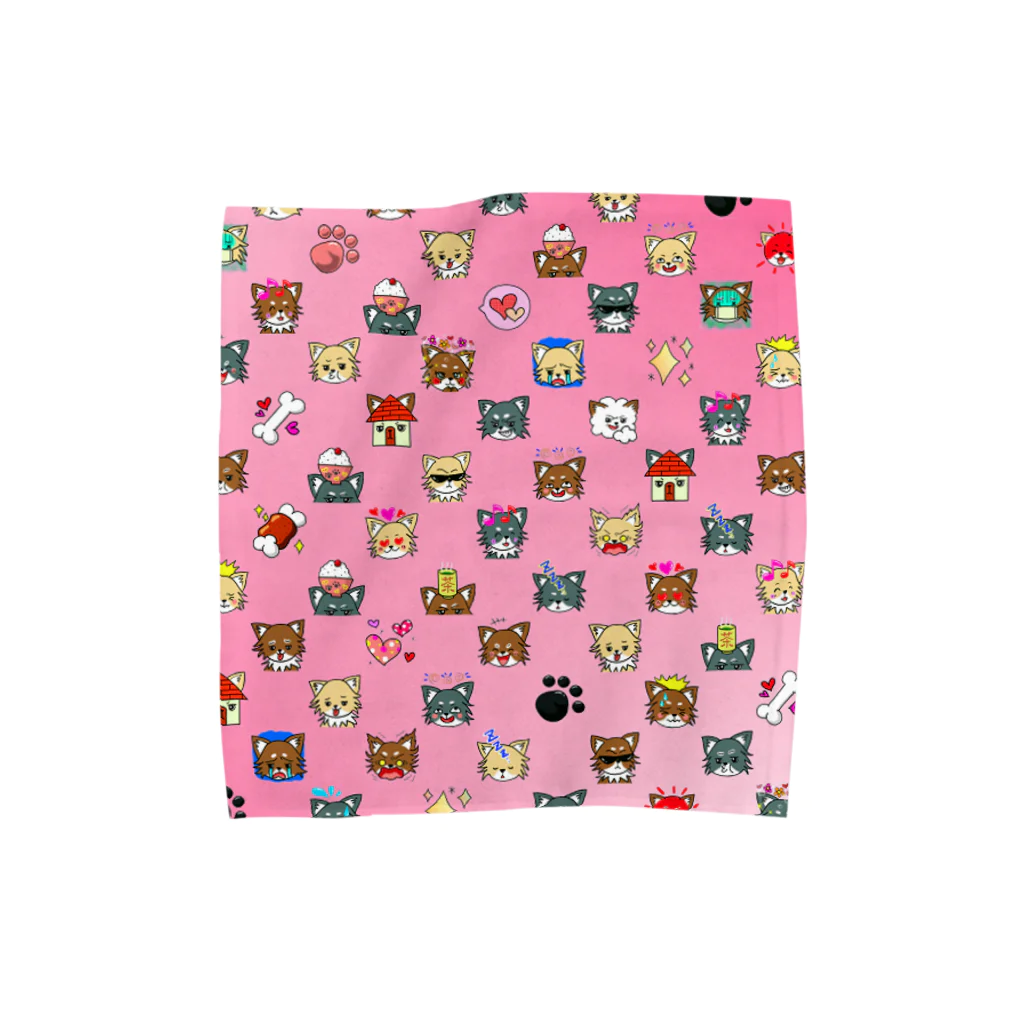 みなまりSHOPの荒ぶるチワワ　ピンク Towel Handkerchief