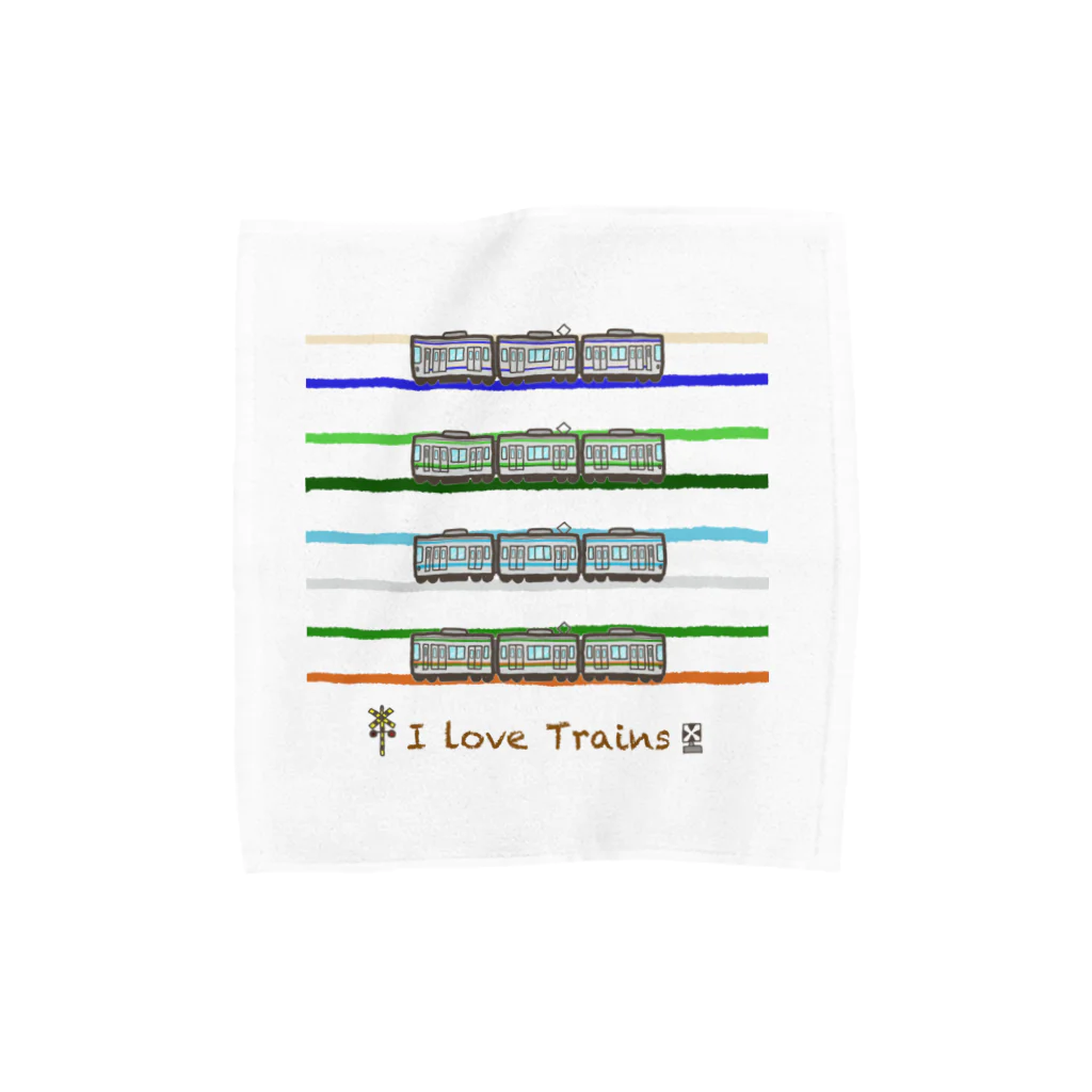 竜の工房・翔 -SUZURI SHOP-のI Love Trains 横浜駅で見られるかも編 Towel Handkerchief