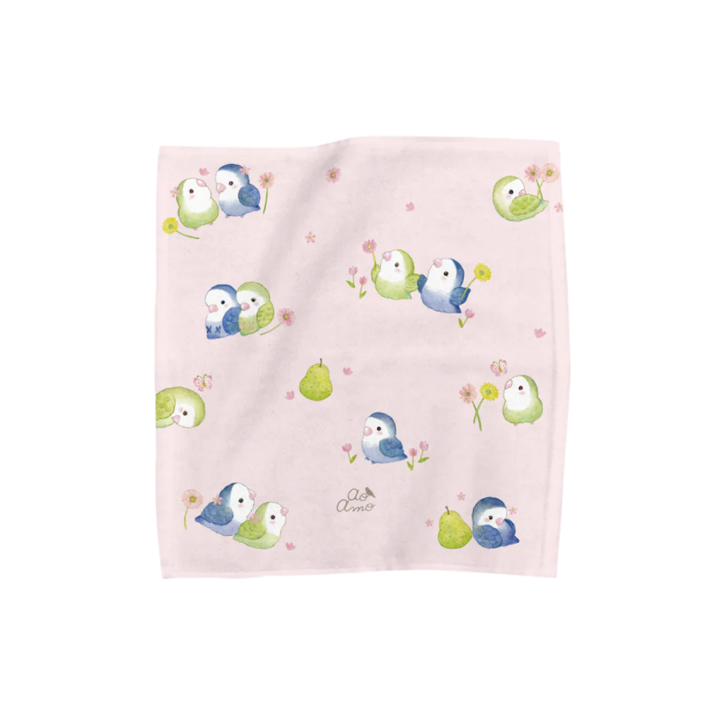 aoamo shopのあおあもとお花畑のタオルハンカチ(ピンク) Towel Handkerchief