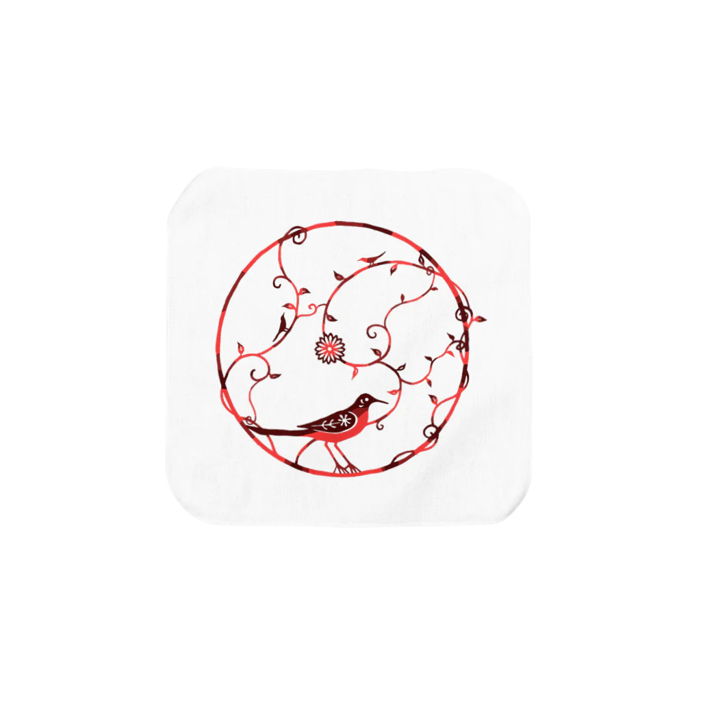 ツバメ堂の赤い鳥 タオルハンカチ