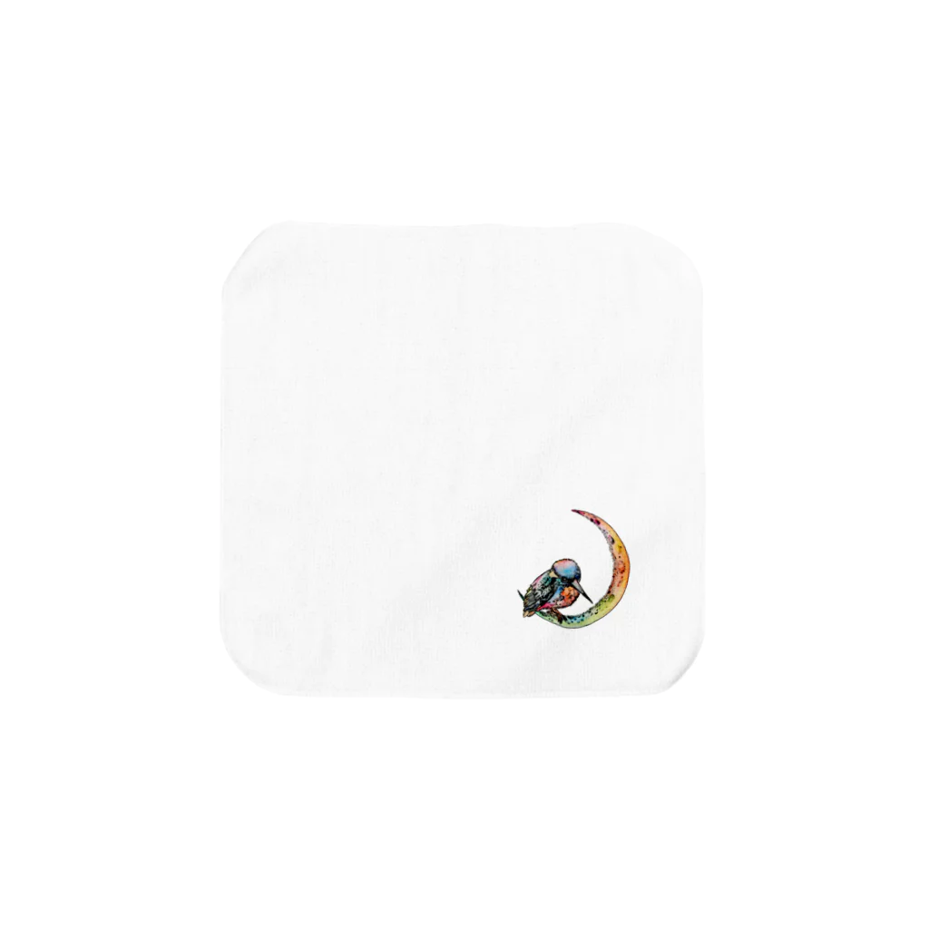 azure designのKingfisher on the moon【colorful】 タオルハンカチ