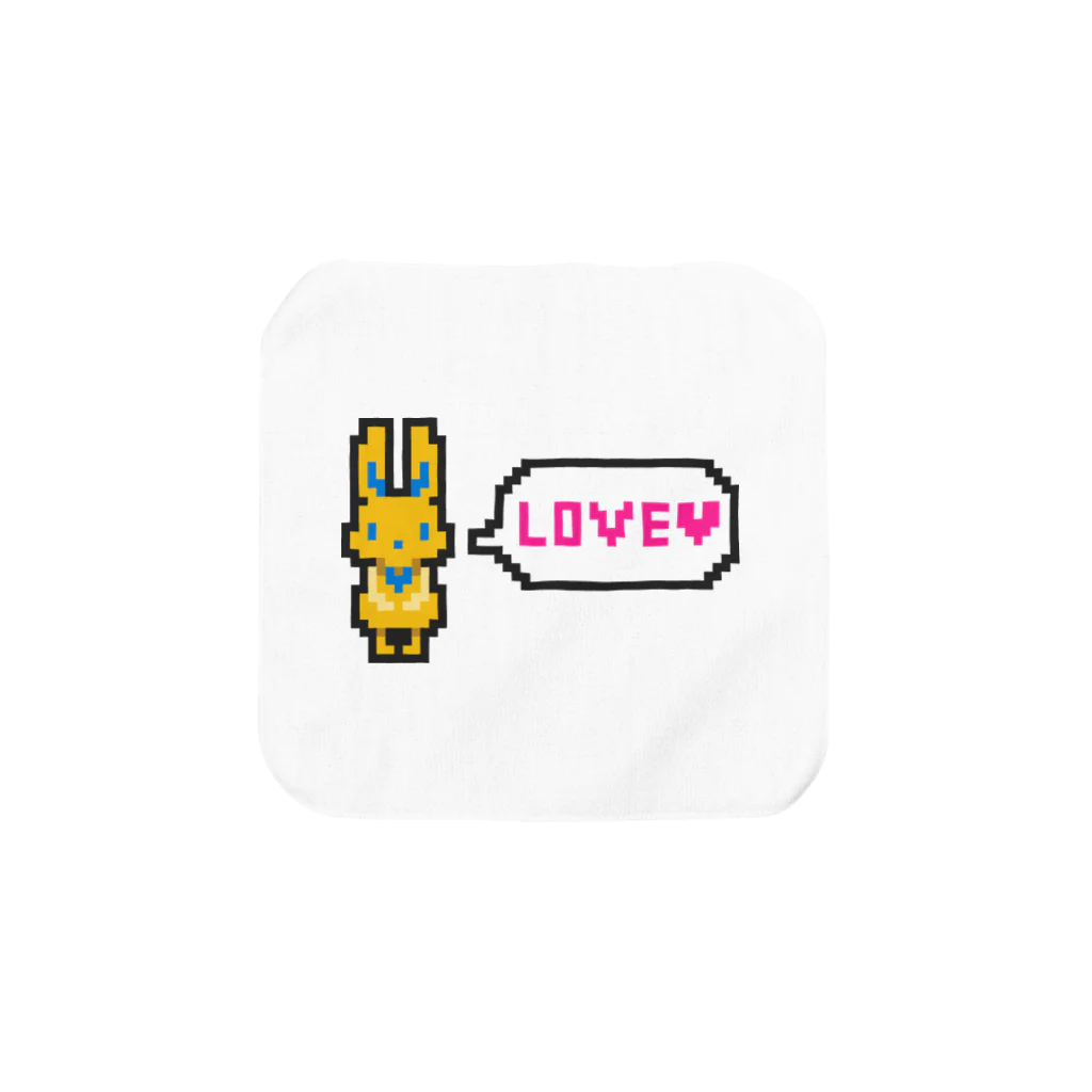 manaのドット絵風うさぎ「LOVE」 タオルハンカチ