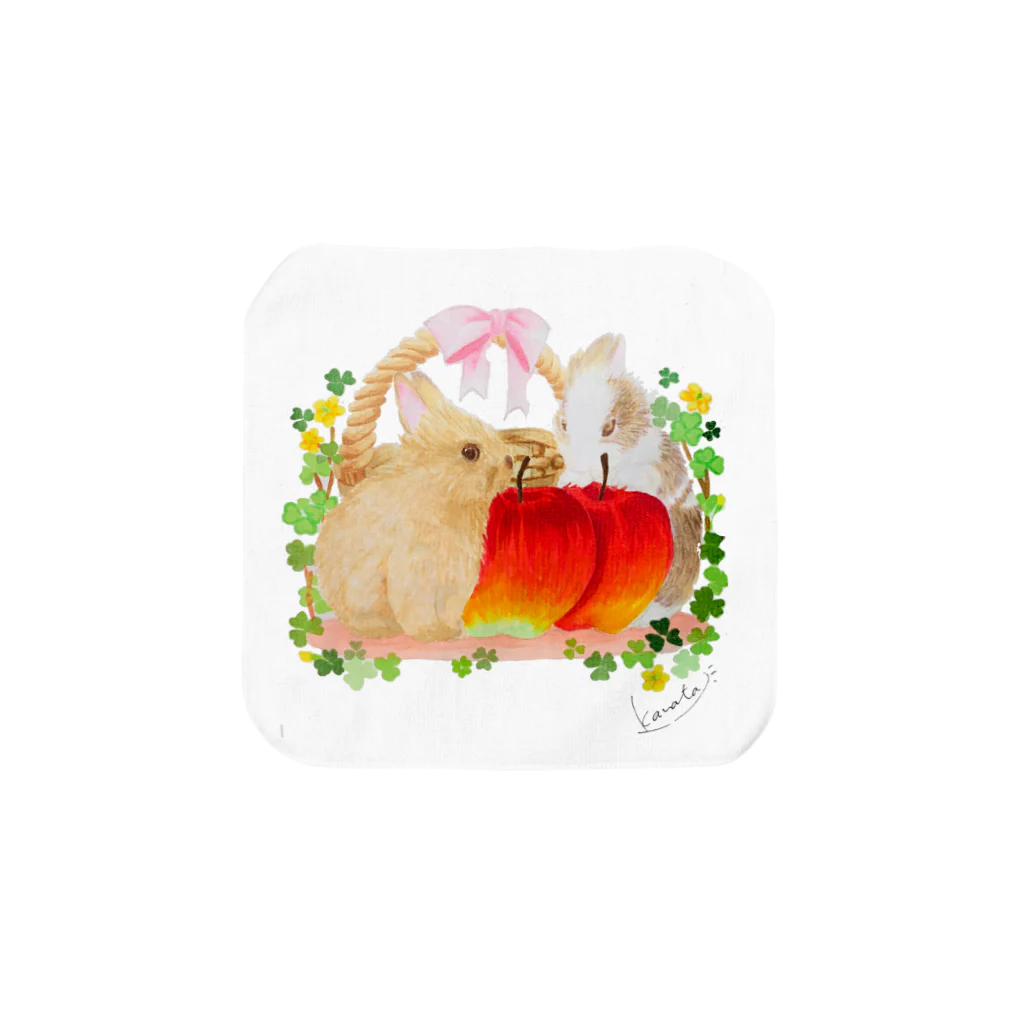 kanata_illustrationのうさぎとりんご🍎 Towel Handkerchief