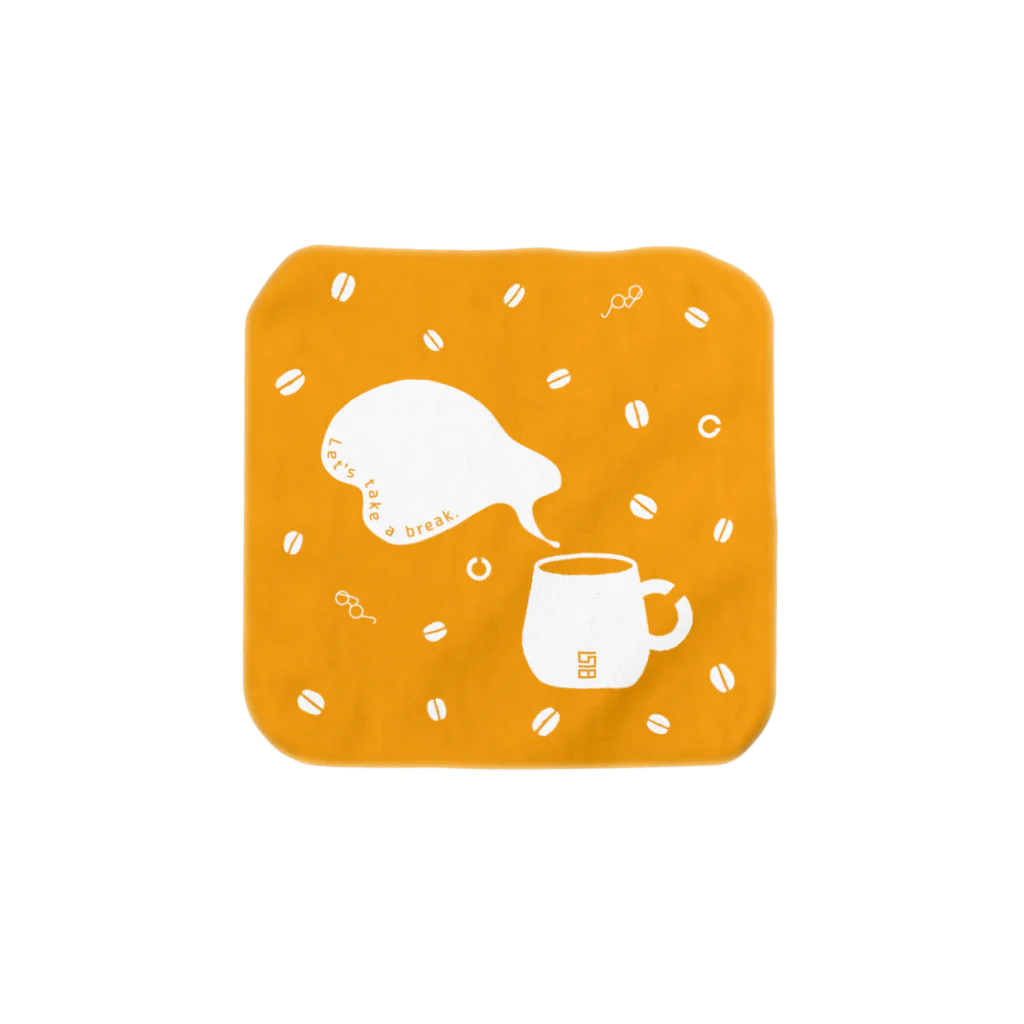 1518の珈琲豆とランドルト環マグのタオルハンカチ Towel Handkerchief