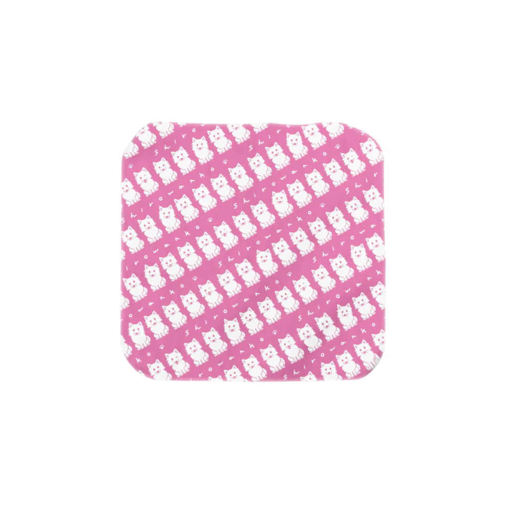 Chiyo.Wan(🐕🕊️のお店)のしろわんこパターン(いちごミルク)タオル Towel Handkerchief