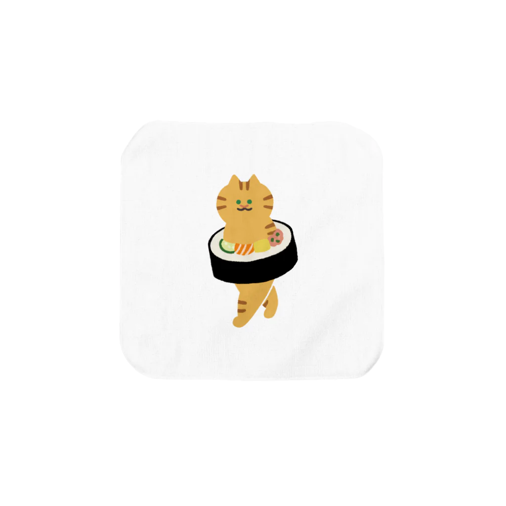 SUIMINグッズのお店の太巻きを自らに巻きつけて運ぶねこ Towel Handkerchief