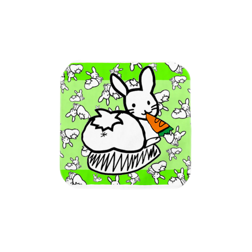 🤍一ノ瀬 彩 🐇⸒⸒ suzuri支店🤍のｶｵｽうさぎ:緑(Ｓ用) Towel Handkerchief