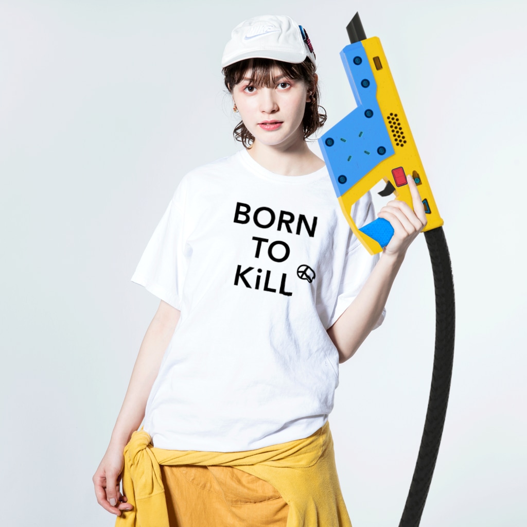 stereovisionのBORN TO KiLL（生来必殺）とピースマーク Washed T-Shirt :model wear (front)