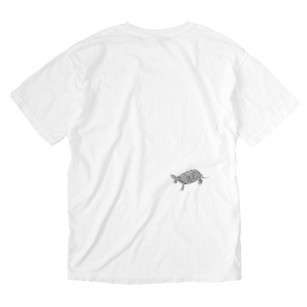 めろんぽっぷのお店だよのここにいるよ、ニホンイシガメ Washed T-Shirt :back