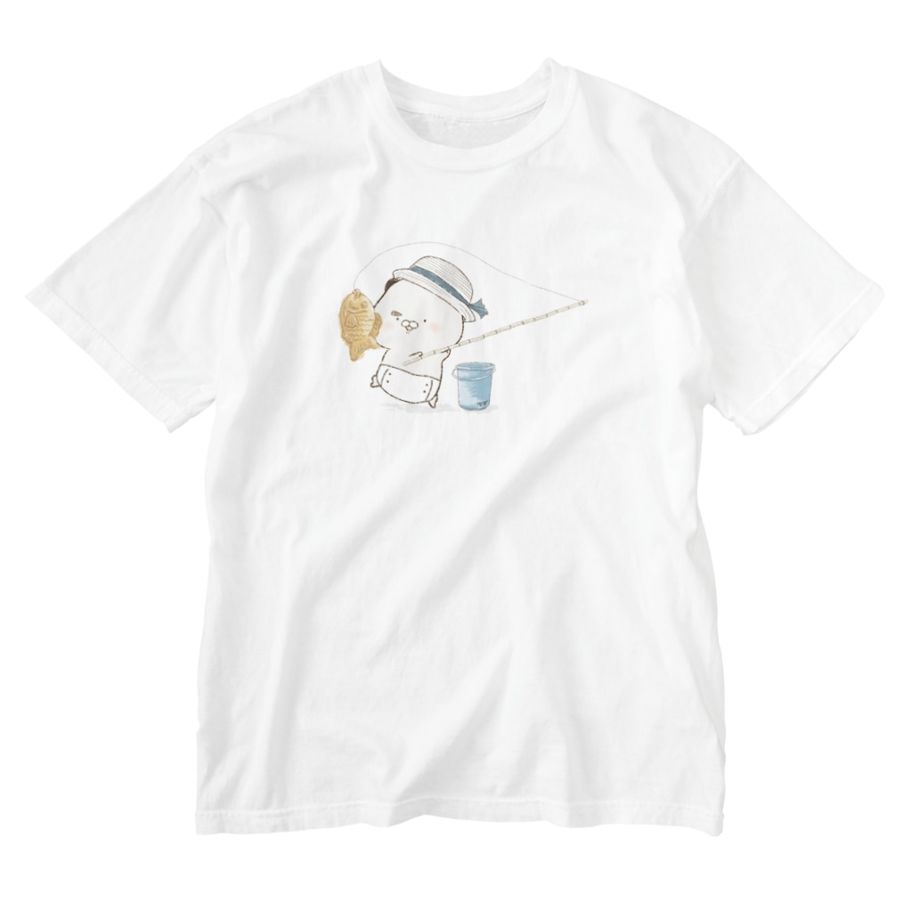 はむ汰の落書き Official Storeのゆずひこ　釣り(表面印刷のみ) Washed T-Shirt