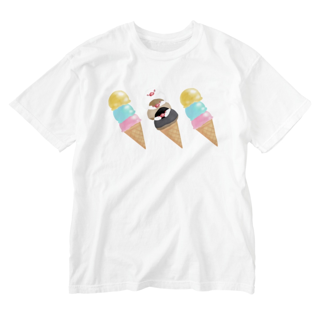 Lily bird（リリーバード）のアイスと文鳥ず① Washed T-Shirt