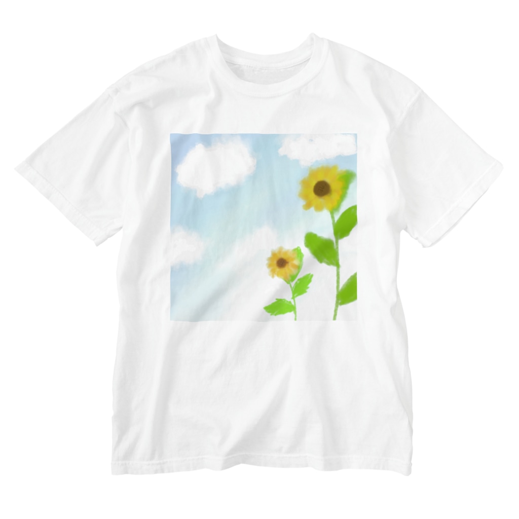 Lily bird（リリーバード）の青空とひまわり Washed T-Shirt