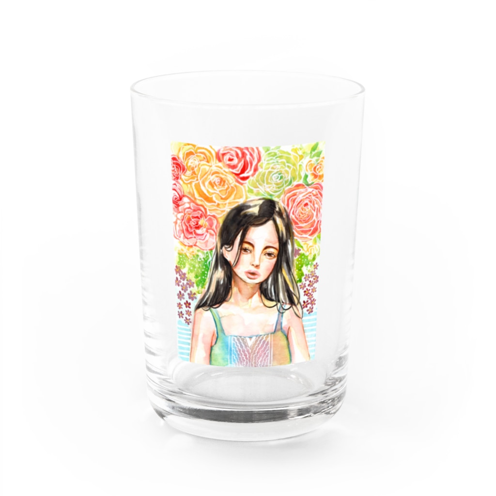 🌼*ﾟがーべらめらん*ﾟ🌼の黒髪少女と花 Water Glass