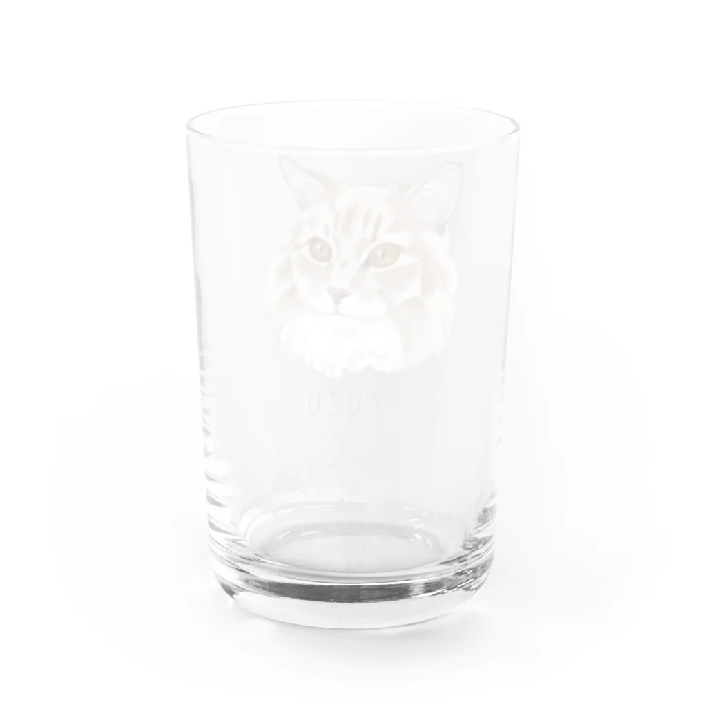 みきぞーん｜保護猫 ミッキー画伯と肉球とおともだちのyuzu Water Glass :back