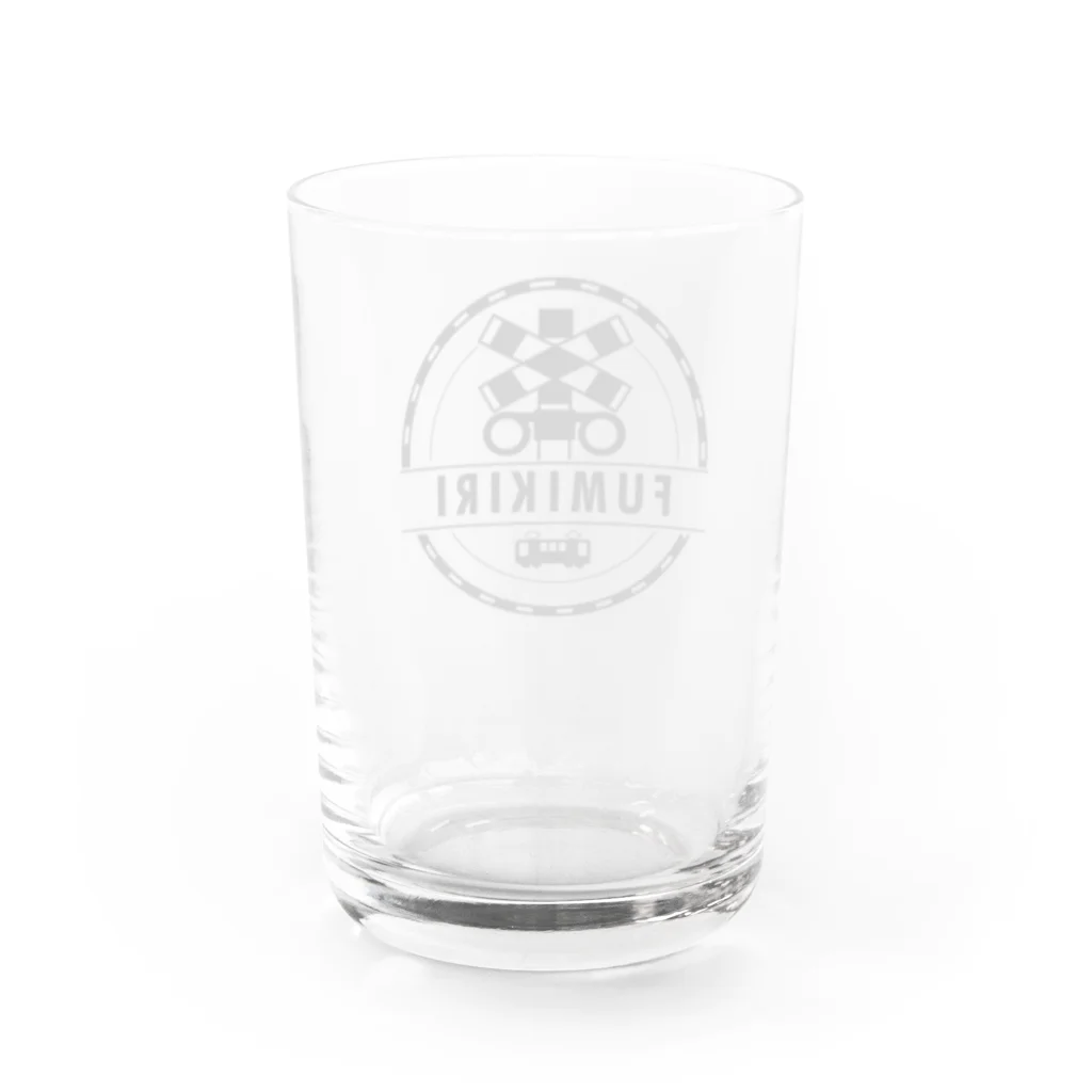 ふみきりグッズSHOPのロゴ風ふみきり【名入れ可】デザイン① Water Glass :back